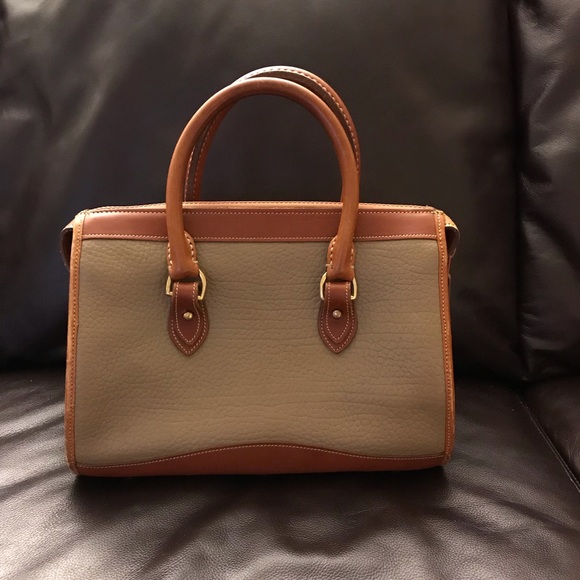 Vintage Dooney & Bourke AWL Satchel Taupe Mushroom Color - Picture 2 of 9